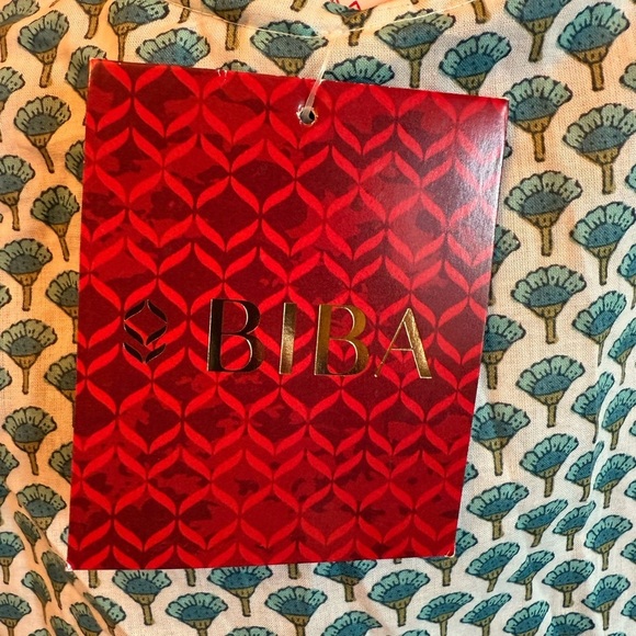 NWT BIBA Kurta Tunic Dress Women Sz 38 Blue Green Floral Print V Neck 1 Piece - Picture 8 of 15